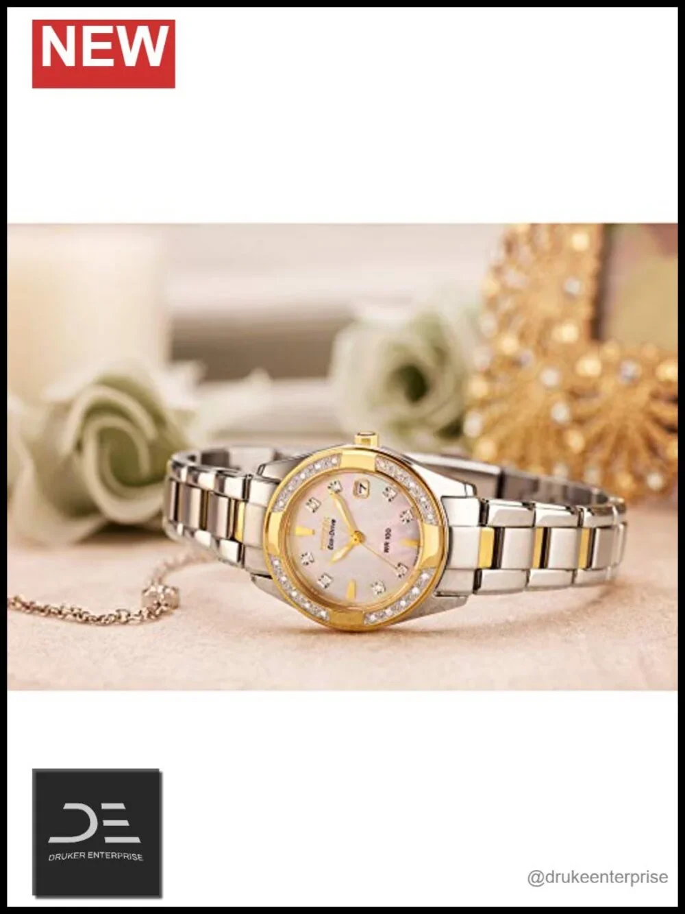 Women's Eco-Drive Dress Watch with Diamond Accents, Two-Tone Stainless Steel